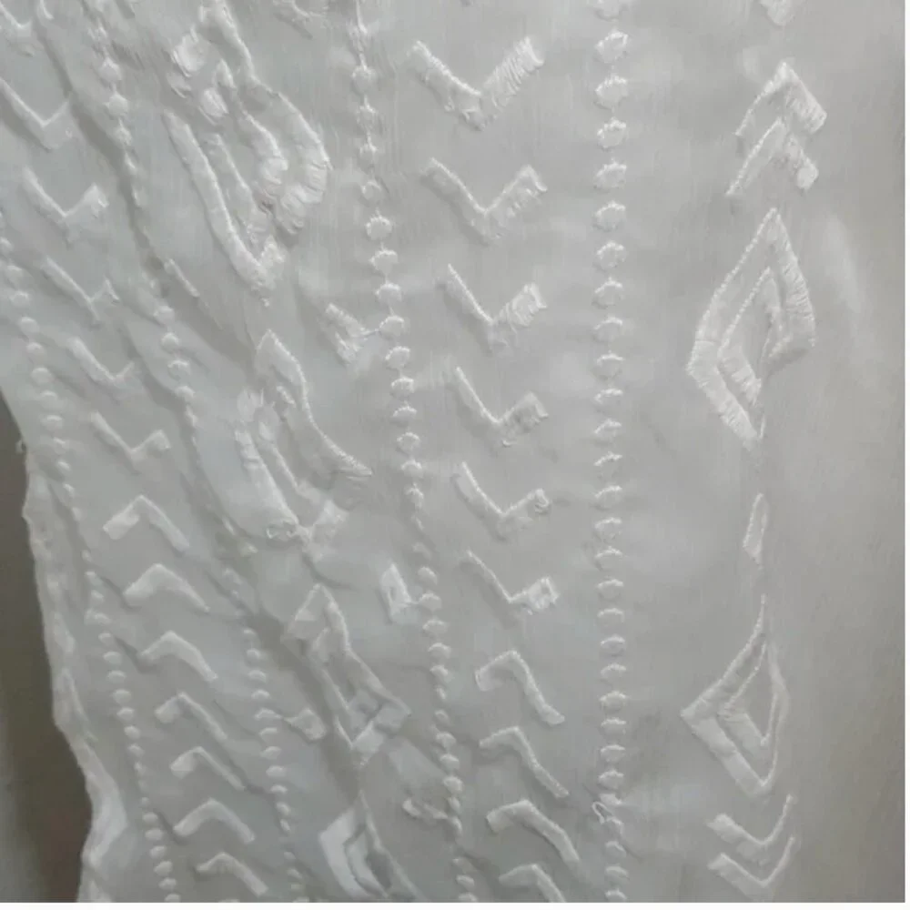 Old Navy Baja Embroidered Tunic Boho Peasant‎ in Whipped Cream Size M Sheer - Picture 10 of 10